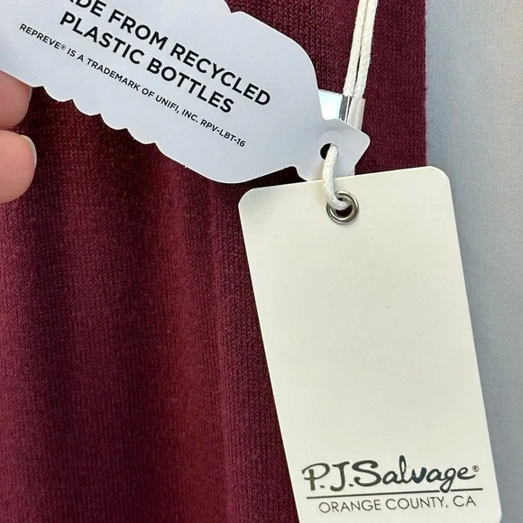 PJ Salvage Elastic Waist Lounge Sleep Pants - Port Wine Red - RIRLP - Picture 4 of 9